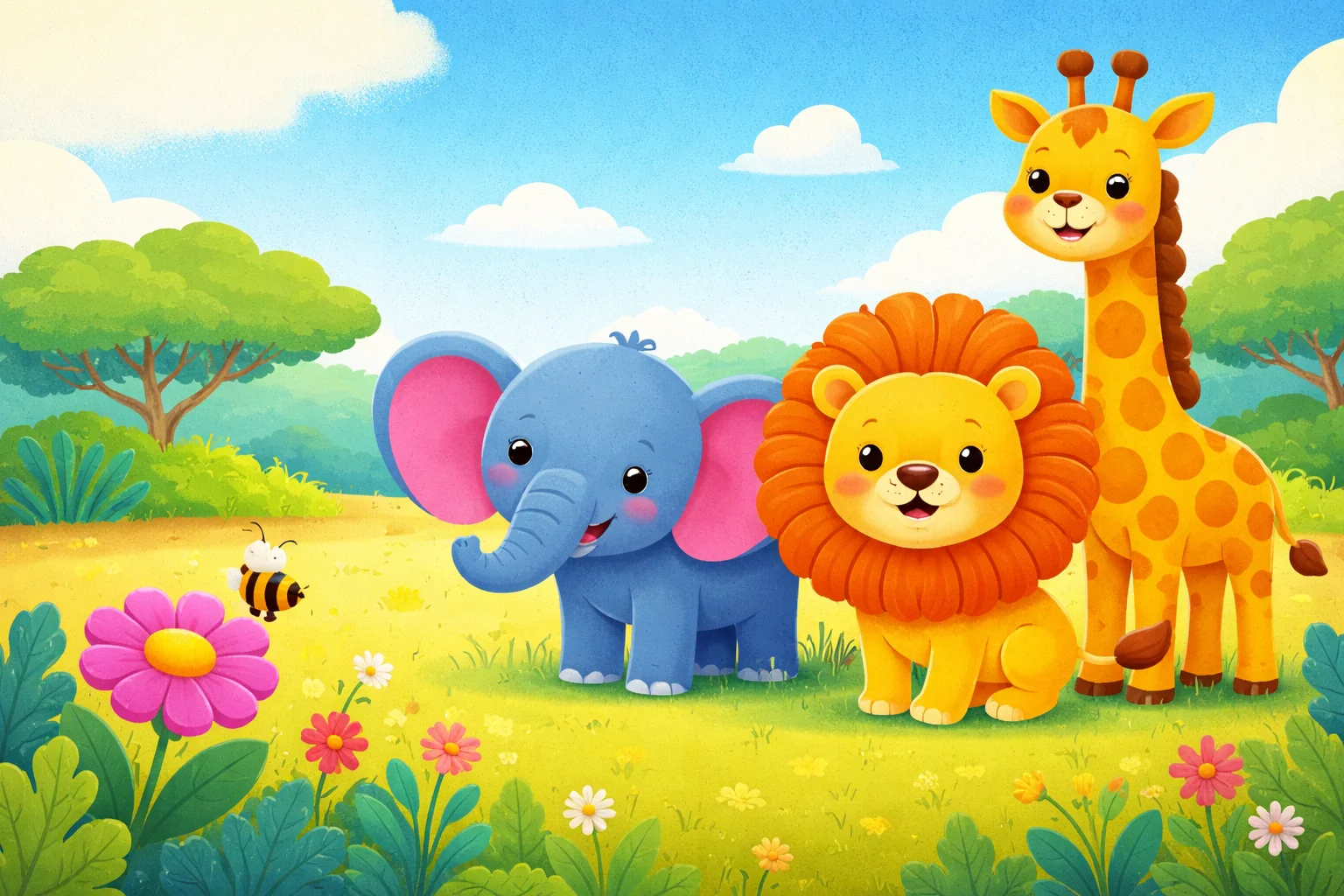 Colorful zoo animal illustration