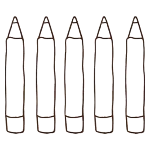 Coloring page of a row of crayons
