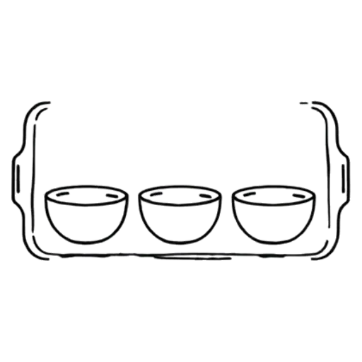 Coloring page of a snack tray with bowls