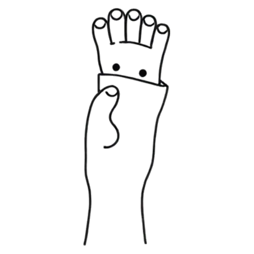 Coloring page of a hand sock puppet