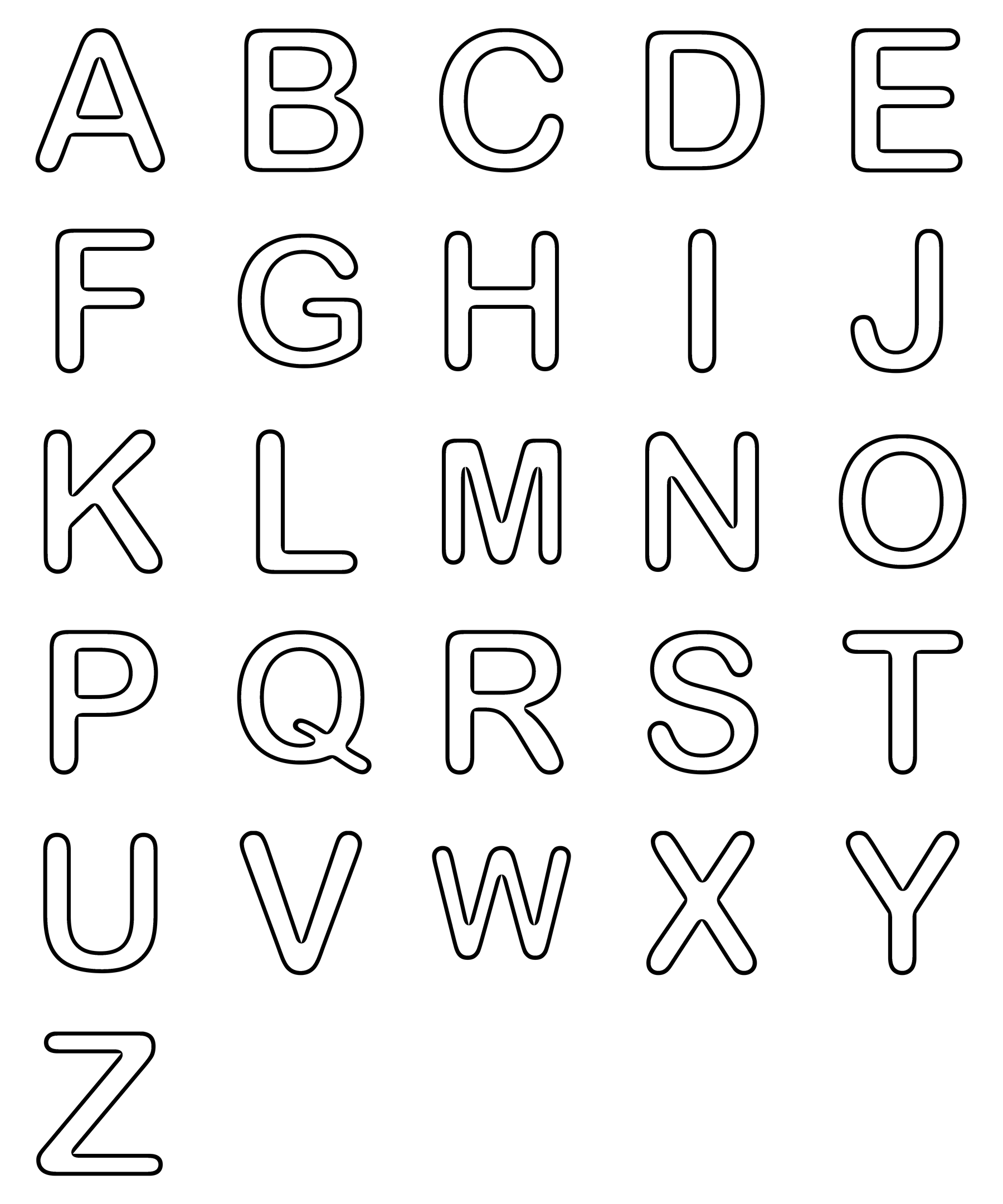 The full A to Z bubble-letter alphabet